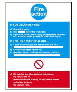 Sign Fire Action Notice Plas 200×300 (EACH)